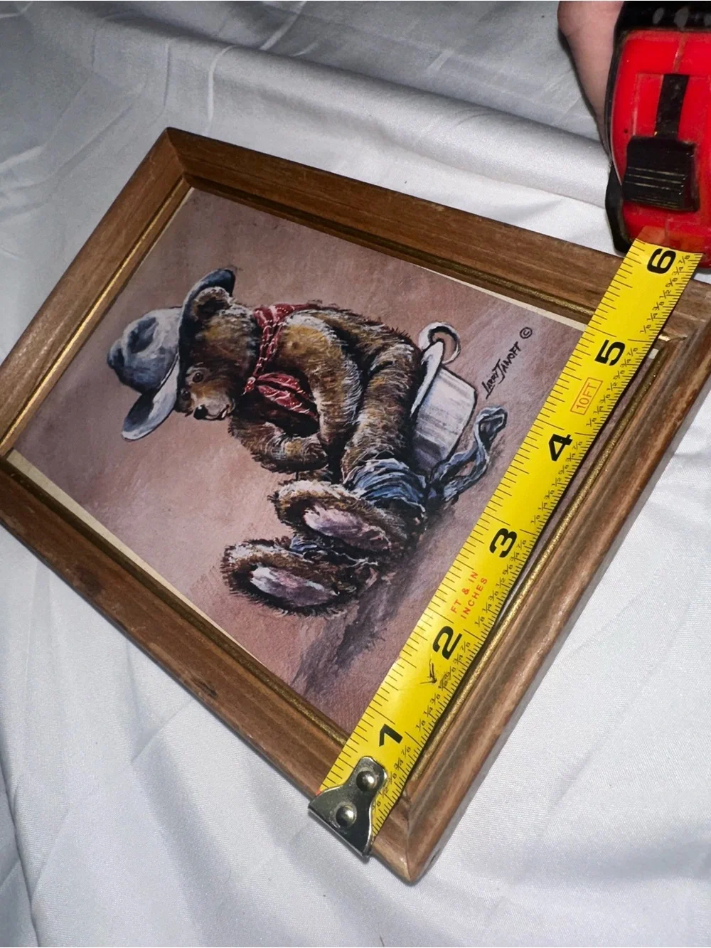 Vintage Teddy Bear Framed Wall Art Set of 2 Country Nursery Decor
